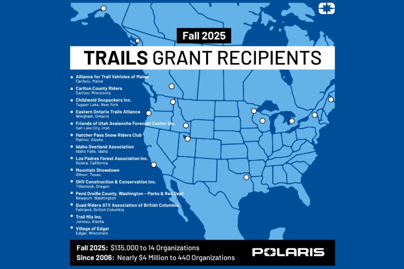 Polaris donating over $135K for Fall 2025 Trails Grant